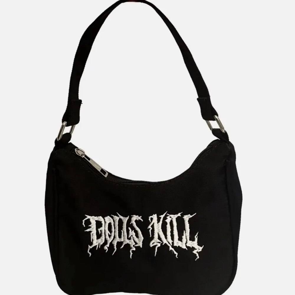 NEW Dolls Kill Logo Mini Bag Hand Shoulder Black Goth embroidered